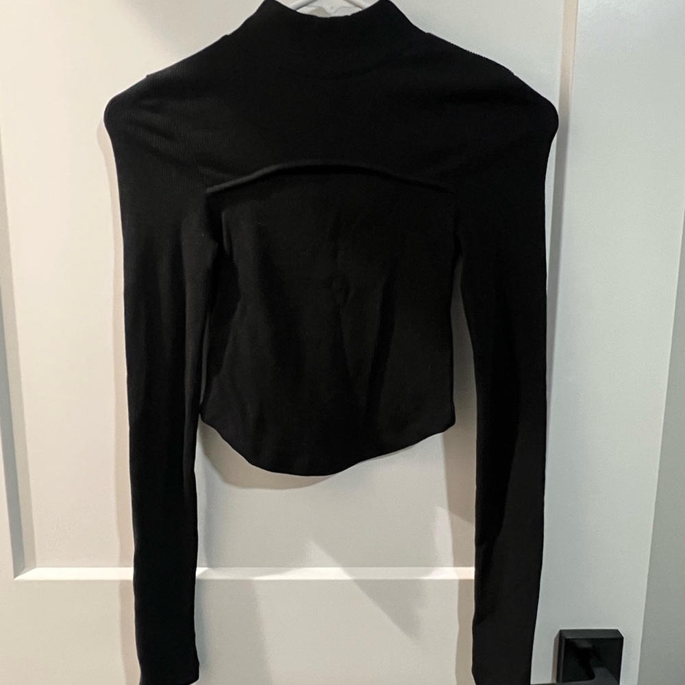 Black Crop Fitted top with peek-a-boo feature